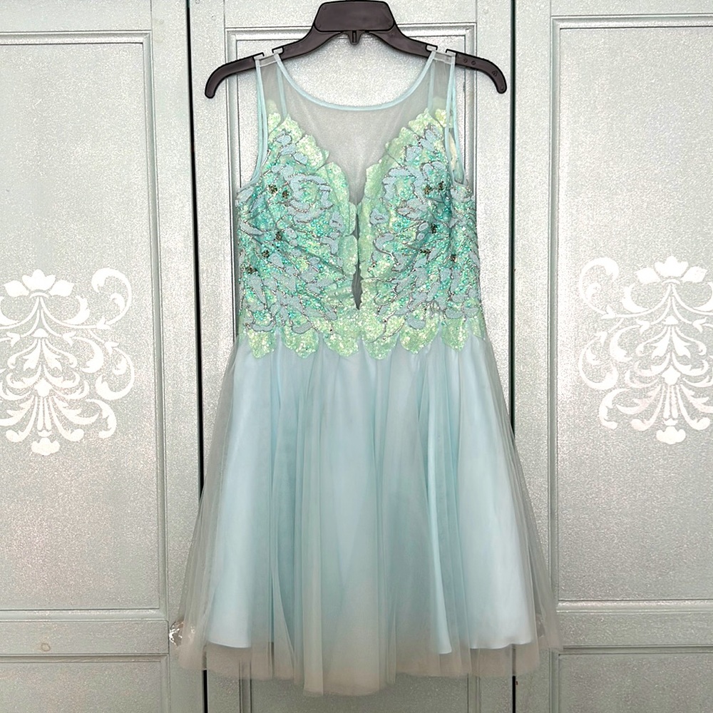 PBasix Black Label Teal Open Back Dress Size 2 (X-Small)